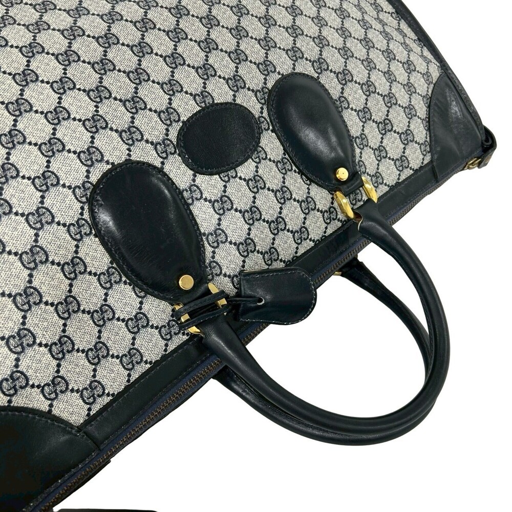 GUCCI Vintage Blue Leather Boston Bag - Picture 4 of 9